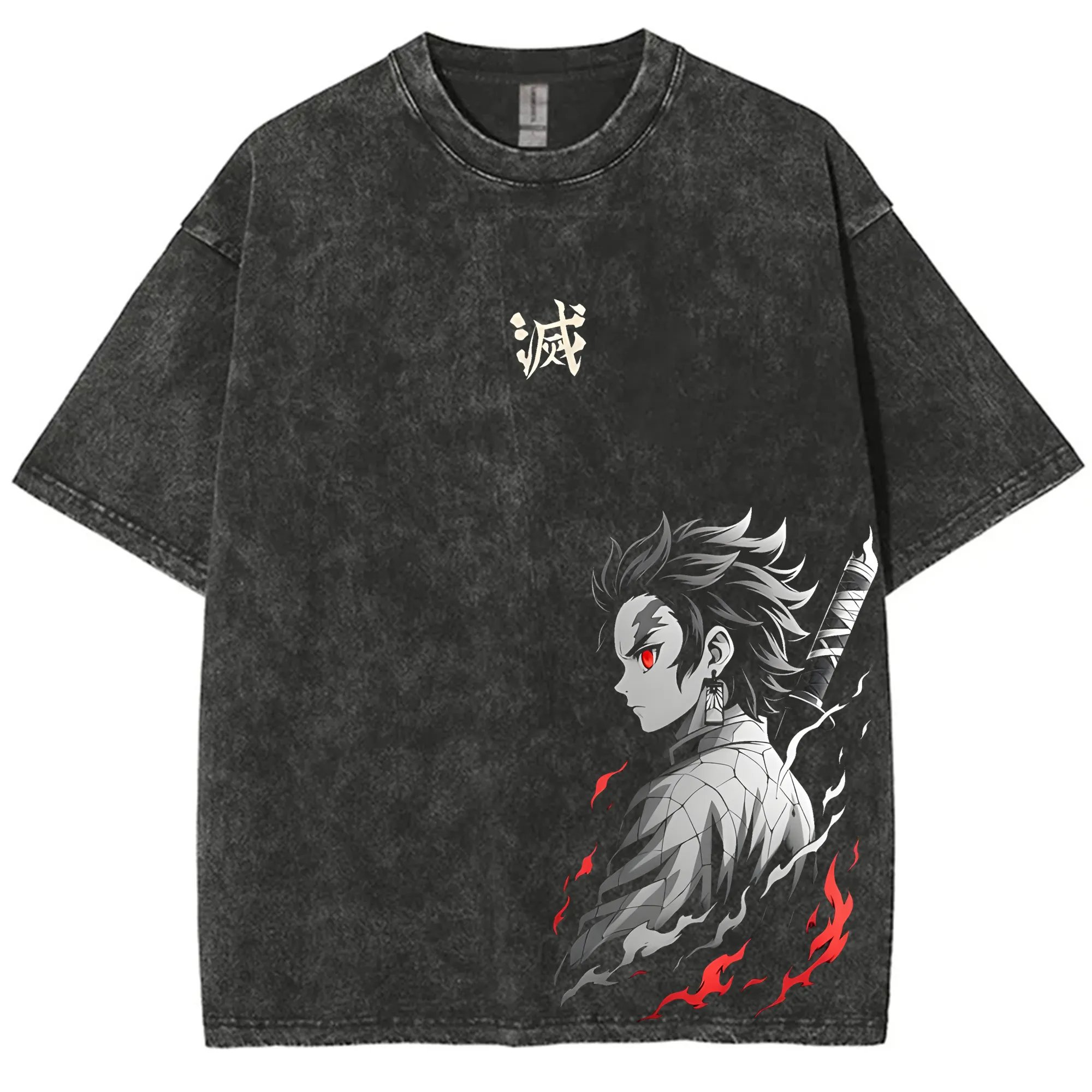 Pokemon Anime Merchandise - Streetwear Demon Slayer Vintage Washed Graphic