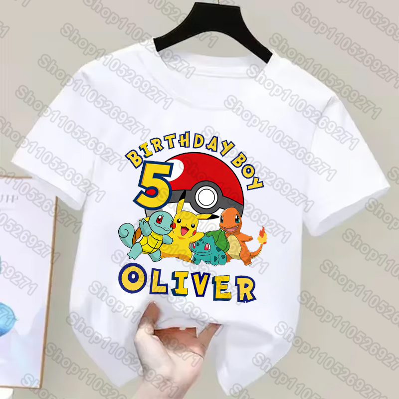 Pokemon Anime Merchandise - Pokemons Children T Shirts Pikachu Birthday